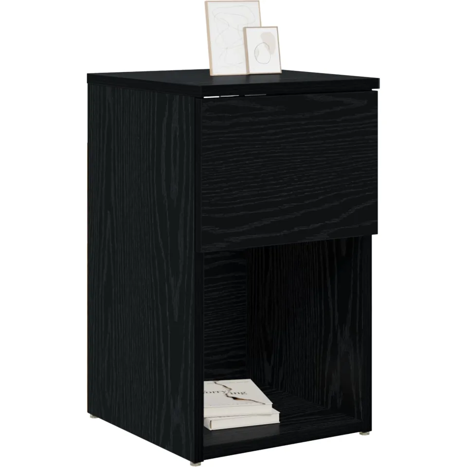 vidaXL Bed kast Zwart eiken 29 x 31,5 x 49 cm Bewerkt hout