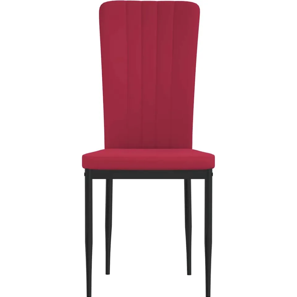 vidaXL Eetkamerstoelen 4 st fluweel wijnrood, foto 4