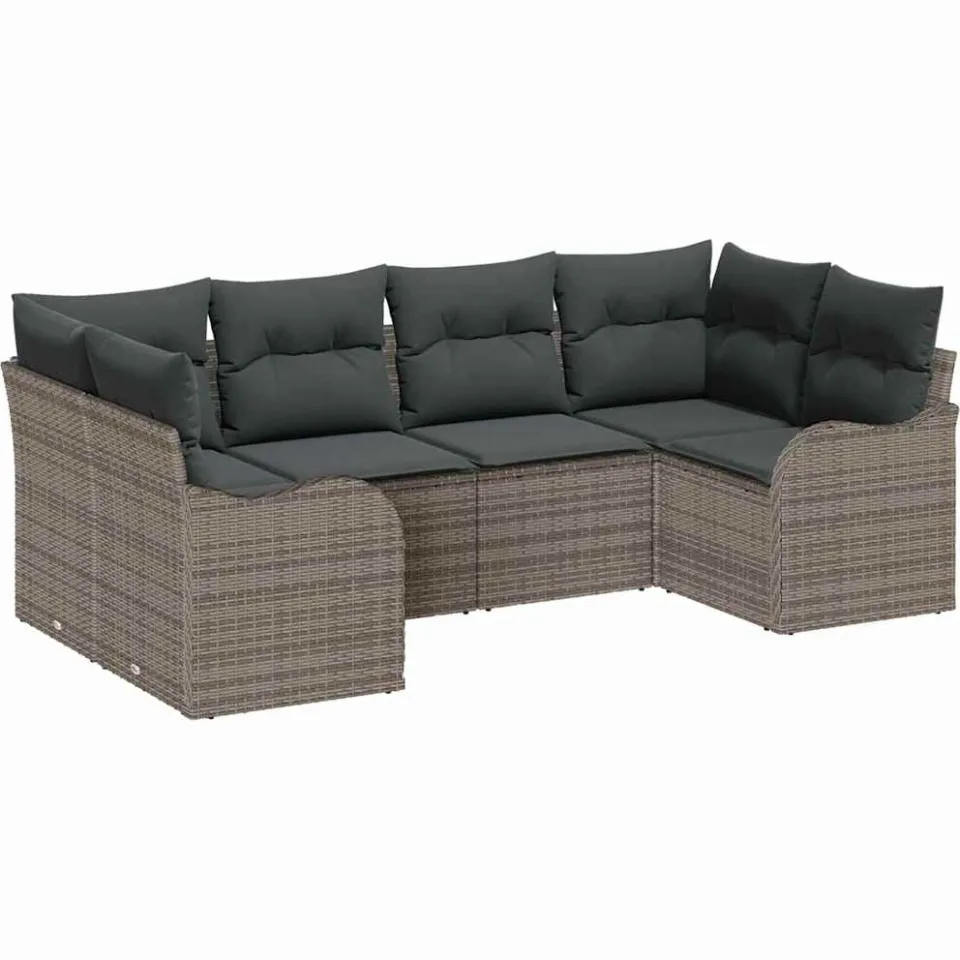 vidaXL Tuin Sofa Set 6 st Grijs Poly riet