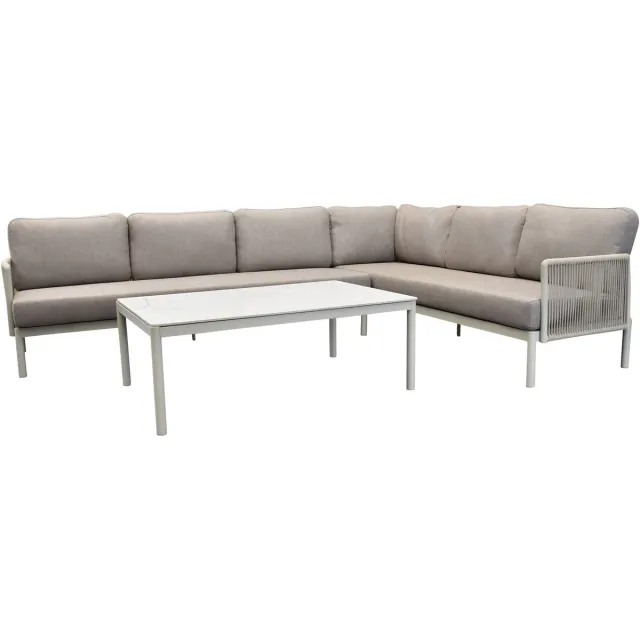 AVH-Collectie Joshua hoek loungeset 3 delig aluminium latte Zand / Latte / Linen