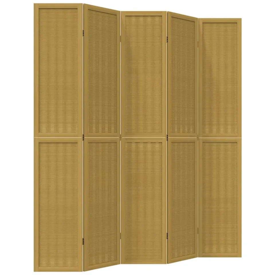 vidaXL Kamerscherm met 5 panelen massief paulowniahout bruin