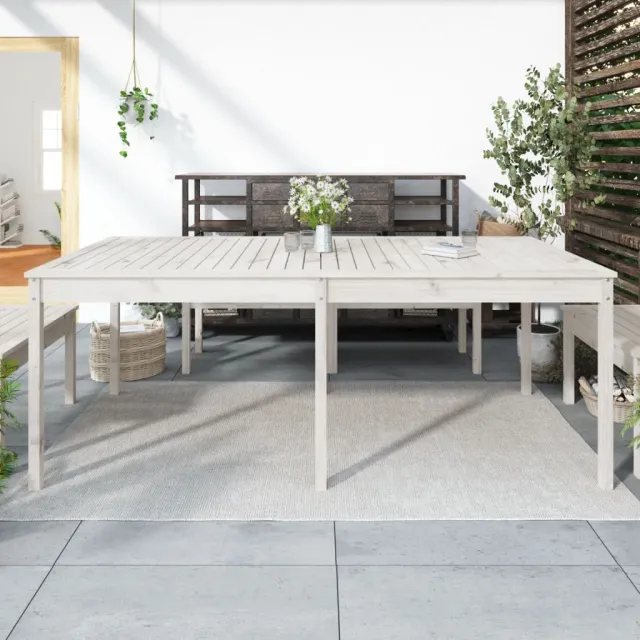 vidaXL Tuintafel 203,5x100x76 cm massief grenenhout wit, foto 2
