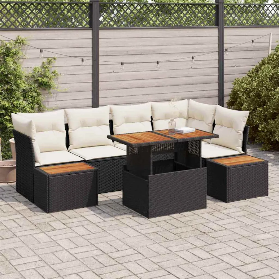 vidaXL Tuin Sofa Set 10 st Zwart Poly riet, foto 3