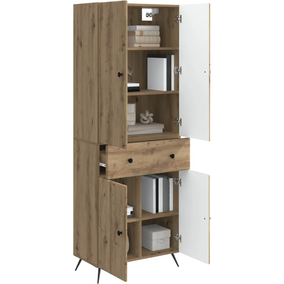 vidaXL Kastenset 2 st Artisanaal eiken 66 x 34.5 x 90 cm Bewerkt hout Bruin