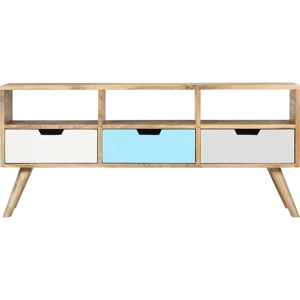 vidaXL Tv-meubel 110x35x48 cm massief mangohout meerkleurig, foto 3