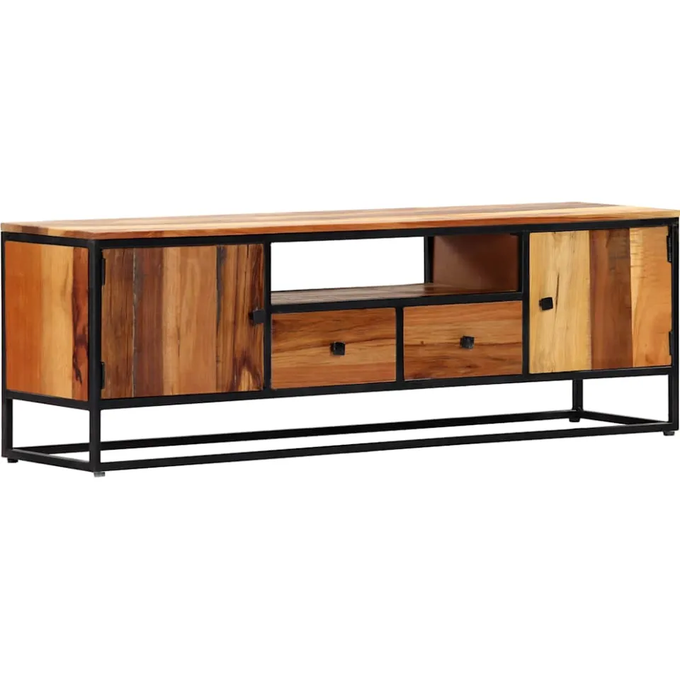 vidaXL Tv-meubel 120x30x40 cm massief gerecycled hout en staal, foto 3