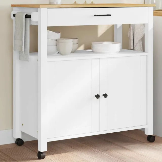 vidaXL Keukentrolley MONZA 84x40x88,5 cm massief grenenhout wit, foto 2