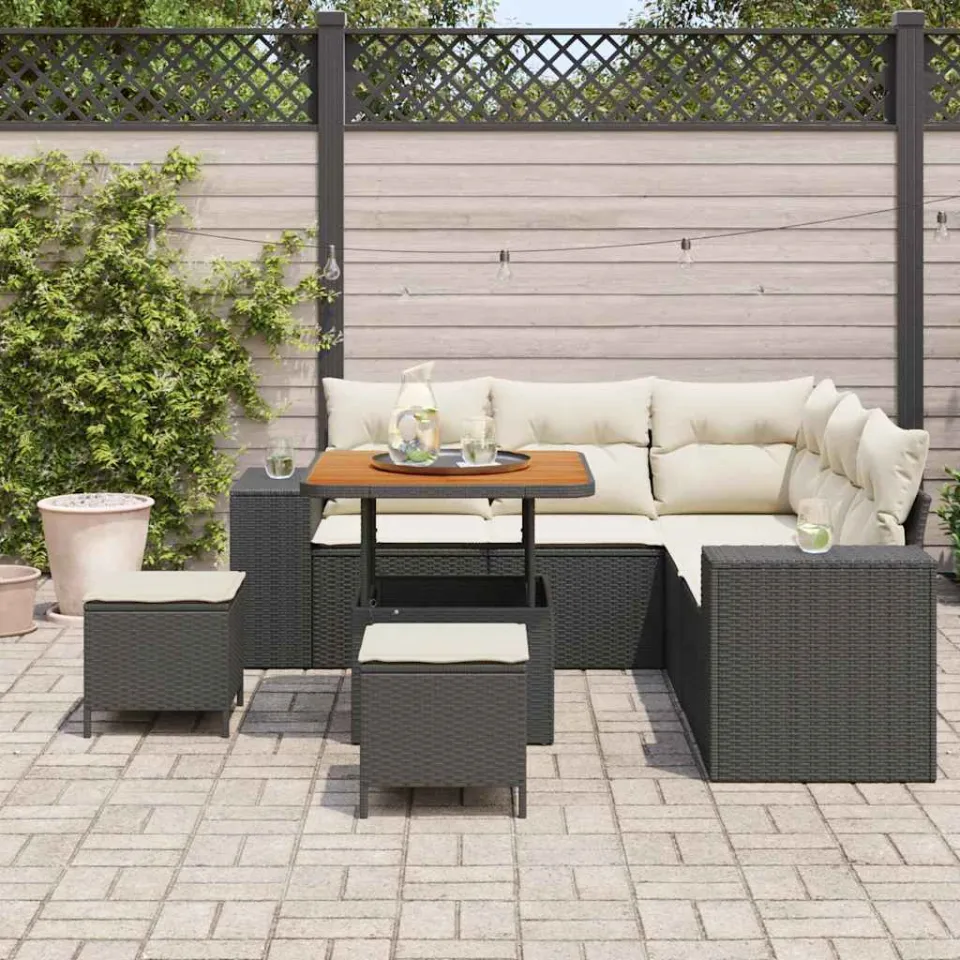 vidaXL Tuin Sofa Set 8 st Zwart poly rattan, foto 3