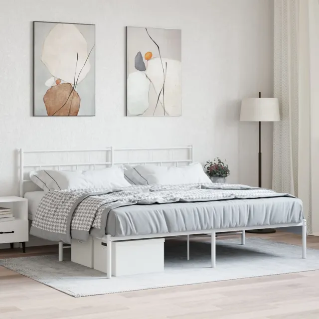 vidaXL Bedframe met hoofdbord metaal wit 180x200 cm