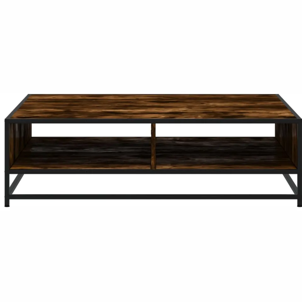 vidaXL Salontafel 100x100x30 cm bewerkt hout en metaal gerookt eiken Bruin