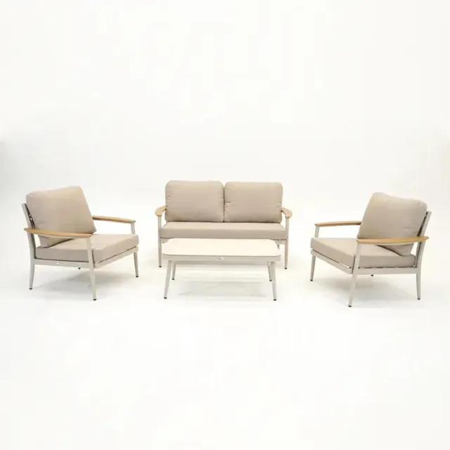 PROLOISIRS Manon Cream – Outdoor loungeset – 2-zitsbank licht beige/roomwit