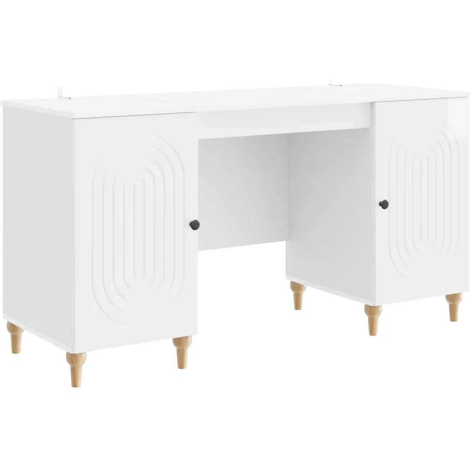 vidaXL Bureau Hoogglans wit 142,5 x 50 x 75 cm Bewerkt hout, foto 3