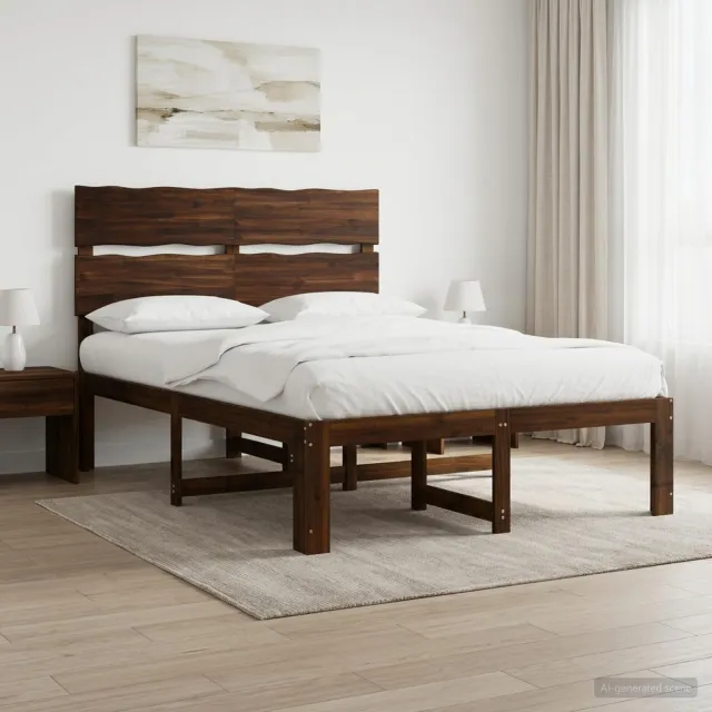 vidaXL Tweepersoonsbed met hoofdeinde ROSTOCK Donkerbruin 135 x 190 cm