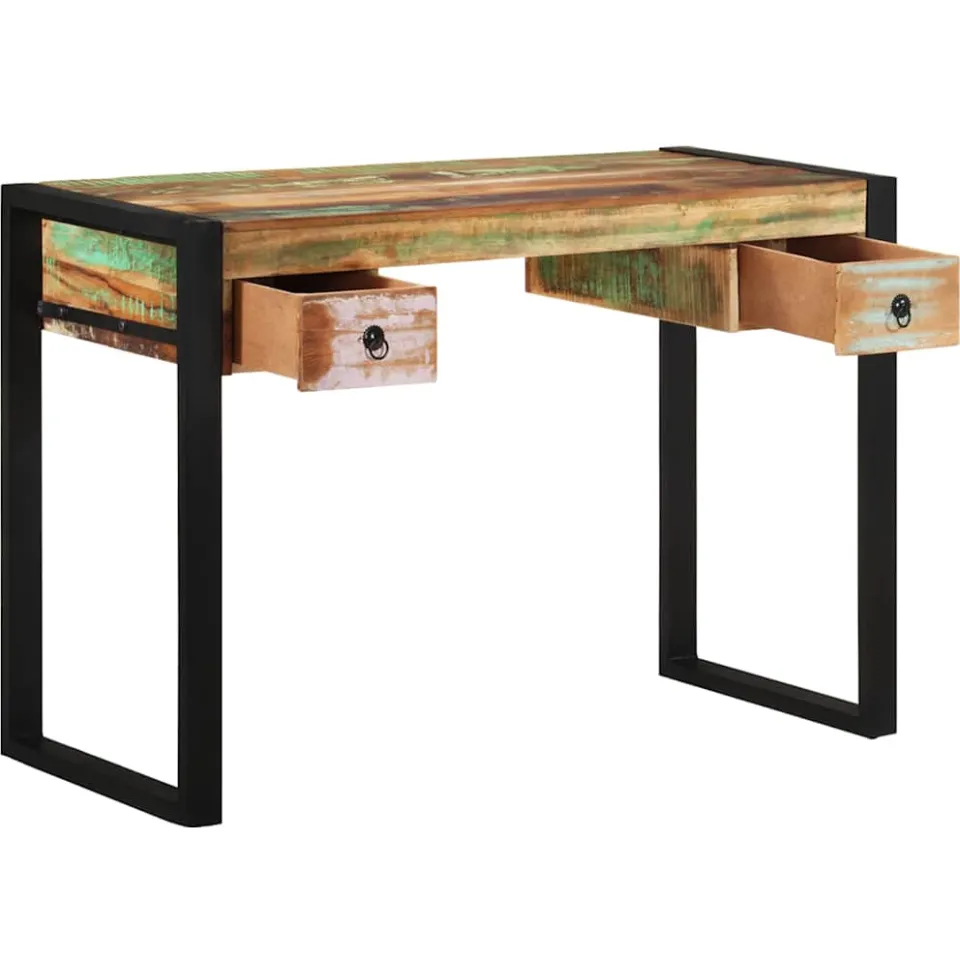 vidaXL Bureau massief gerecycled hout meerkleurig, foto 3