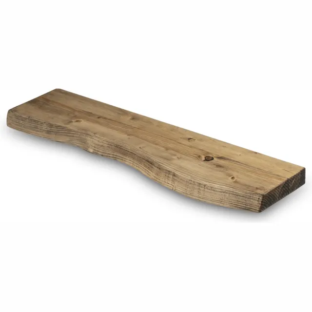 Robustiek Wonen Wandplank Hout 100x20 cm - Licht Bruin - Boomstam MuurPlank – Boekenplank Lichtbruin