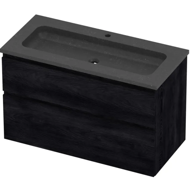 Proline Rollo Badmeubelset Hardsteen Elegant Centraal 100x46x62 cm Blue Stone Black Oak