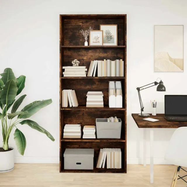 vidaXL Boekenkast 80x30x189 cm bewerkt hout gerookt eikenkleurig, foto 2