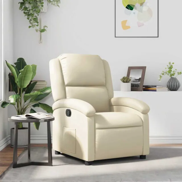 vidaXL Fauteuil verstelbaar kunstleer crèmekleurig