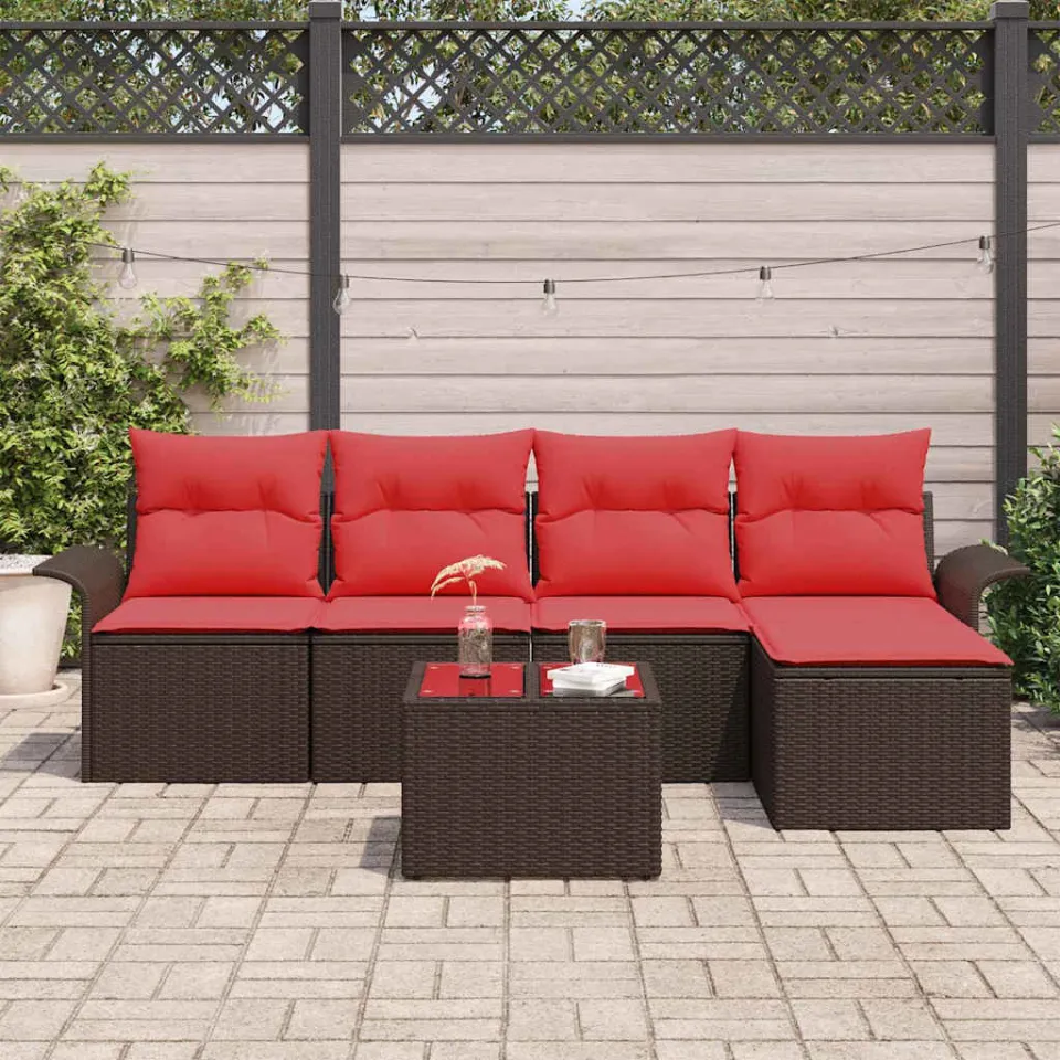 vidaXL Tuin Sofa Set 6 st Bruin poly rattan, foto 2