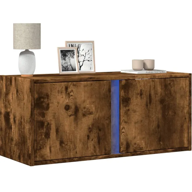 vidaXL Tv-wandmeubel met LED-verlichting 80x31x35 cm gerookt eiken Bruin