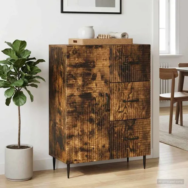 vidaXL Dressoir Gerookt eiken 66 x 34,5 x 89,5 cm Bewerkt hout, foto 2
