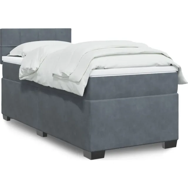 vidaXL Boxspring met matras fluweel donkergrijs 80x200 cm grijs