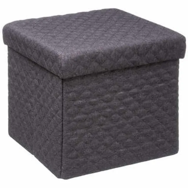 5Five® 5Five Poef/Hocker/opbergbox - donkergrijs - polyester/mdf - 31 x 31 cm - opvouwbaar