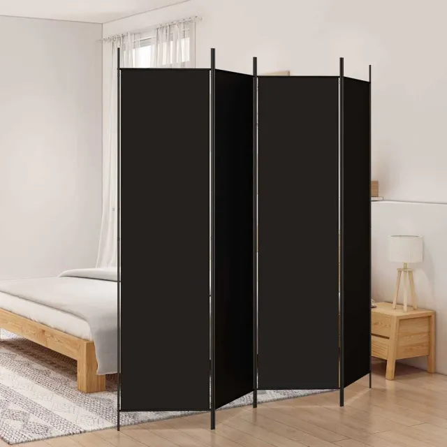 vidaXL Kamerscherm met 4 panelen 200x200 cm stof zwart, foto 2