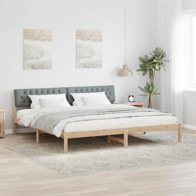 vidaXL Bedframe Bruin en lichtgrijs 200 x 200 cm Massief grenenhout