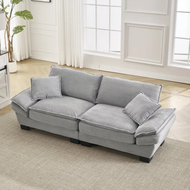 STILVORA Sofa - Modern Velvet Tweezitsbank - Ultradiep Comfortabel Ontwerp - Voor Woonkamer, Slaapkamer en Kantoor - Lichtgrijs