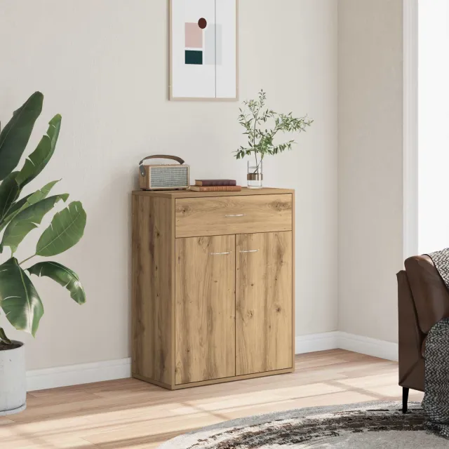 vidaXL Dressoir 60x30x75 cm bewerkt hout artisanaal eikenkleurig Bruin