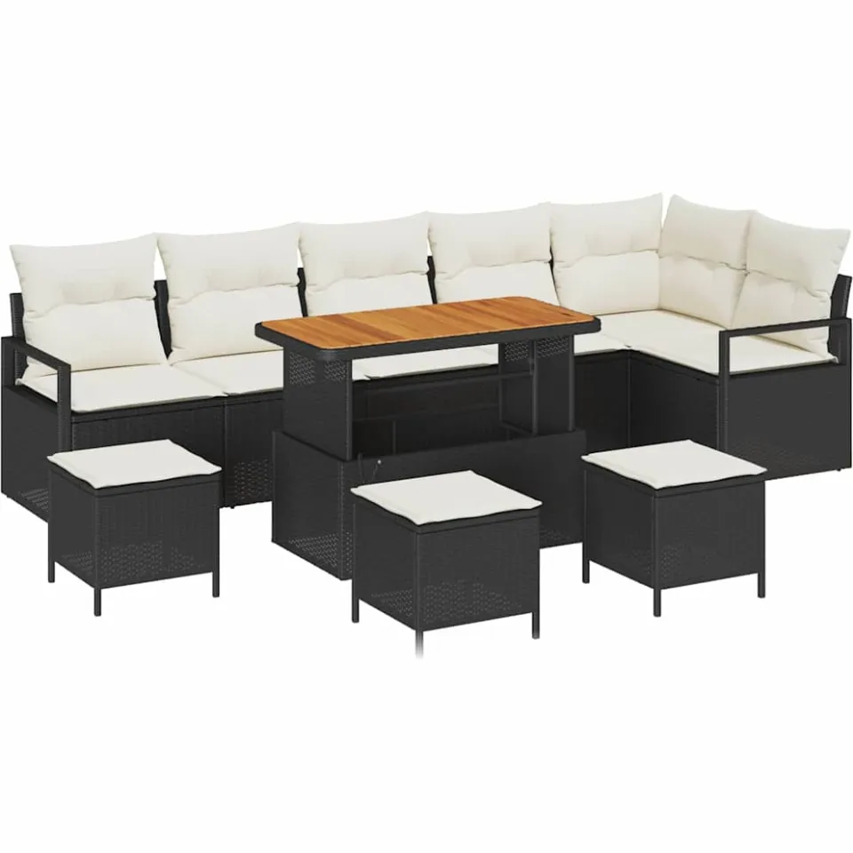 vidaXL Tuin Sofa Set 10 st Zwart Poly riet