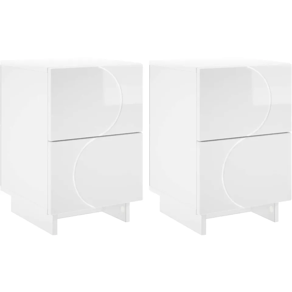 vidaXL Nachtkastje 2 st Hoogglans Wit 33,5 x 34,5 x 50 cm Bewerkt hout, foto 3