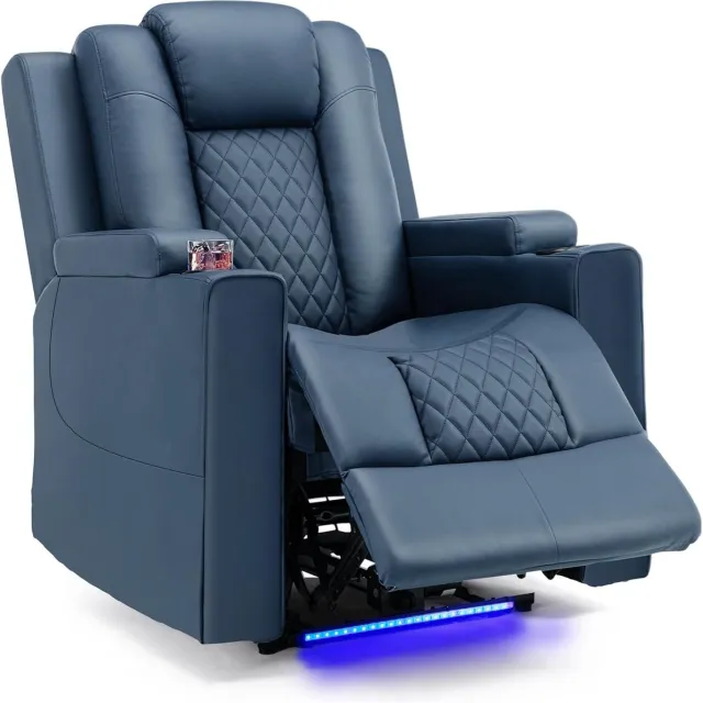 COMHOMA Elektrische Relaxstoel - Met LED Licht en Verstelbaar - Blauw