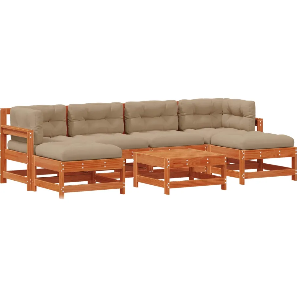 vidaXL Tuin loungeset 7 st Wasbruin Massief grenenhout bruin, foto 3