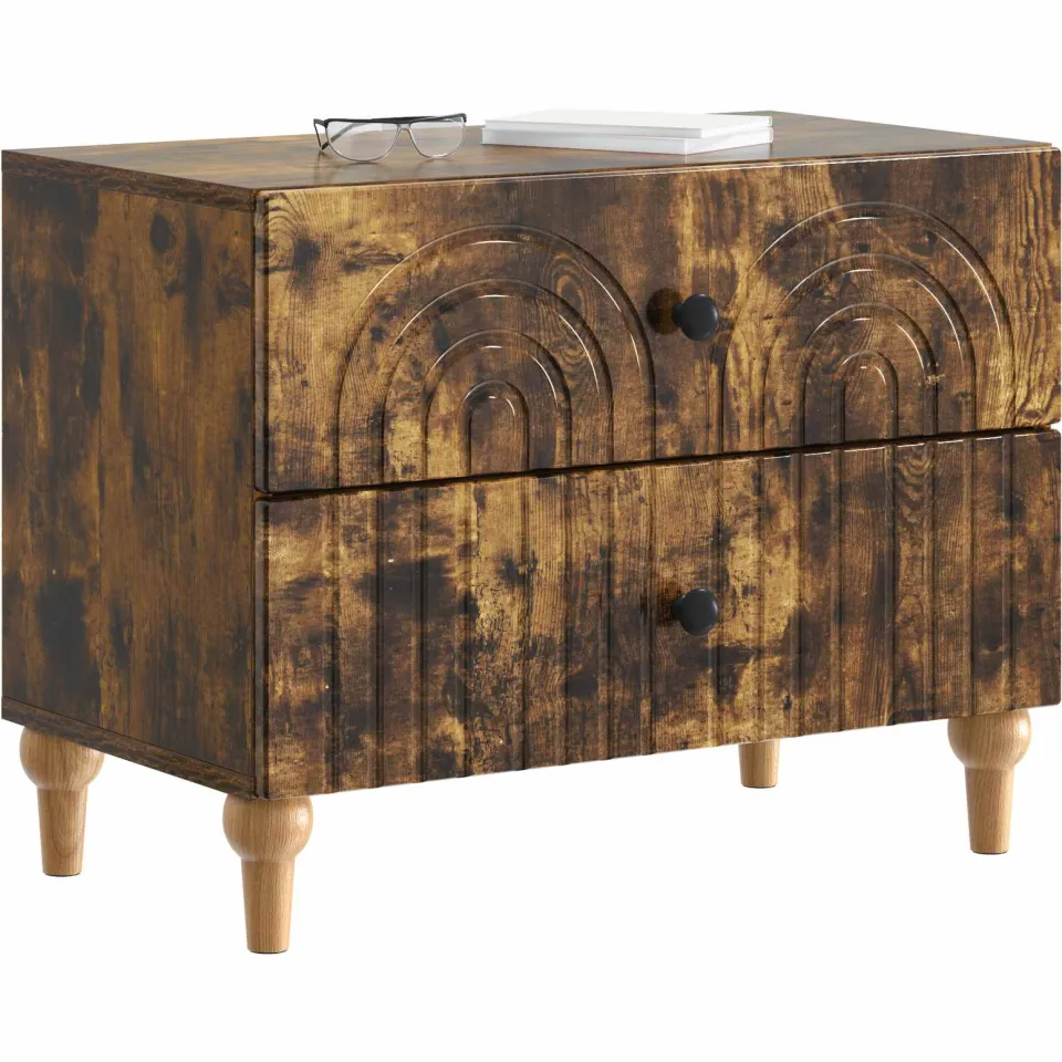 vidaXL Nachtkastje Gerookt eiken 62 x 34,5 x 48 cm Bewerkt hout Bruin