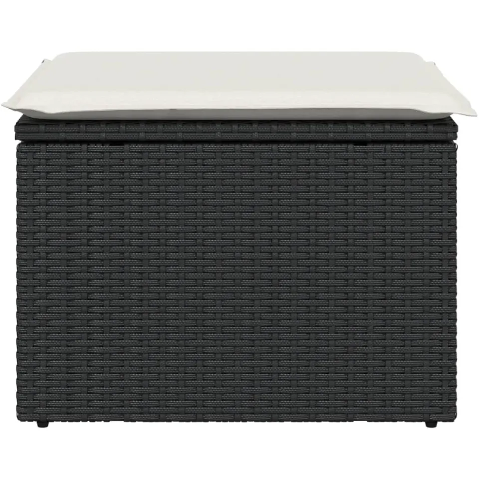 vidaXL Tuinkruk met kussen 55x55x37 cm poly rattan zwart, foto 4