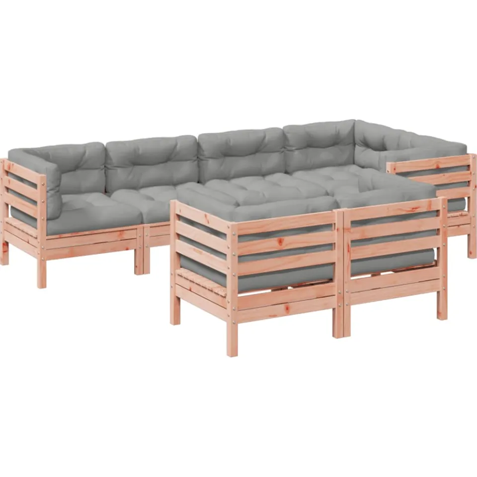 vidaXL 7-delige Loungeset met kussens massief douglas vurenhout Bruin