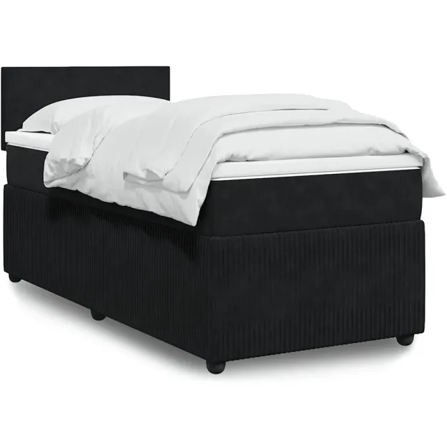 vidaXL Boxspring met matras fluweel zwart 90x190 cm