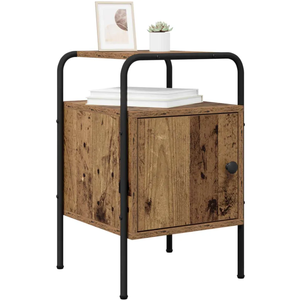 vidaXL Nachtkastje 2 st Oud hout Bewerkt hout Bruin