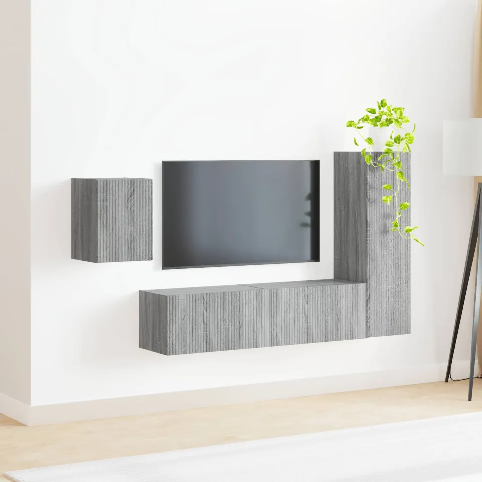 vidaXL Tv-meubelset 4 st 30 x 31 x 100 cm Grijs Sonoma, foto 3