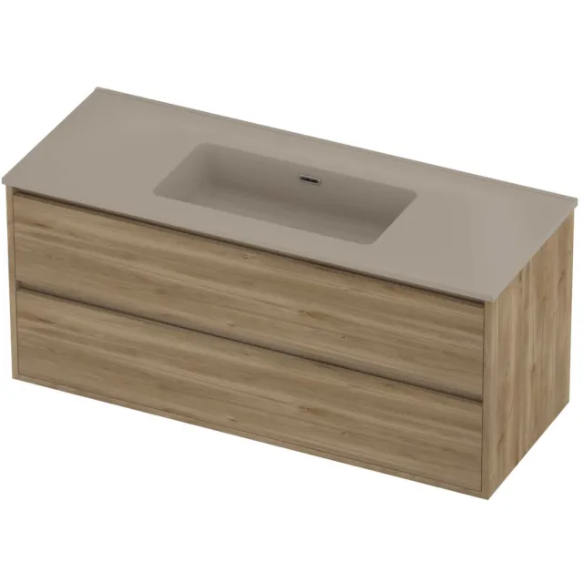 Proline Tribute Badmeubelset Porselein Elegant Enkel 120x46x54 cm Mat Crème Cotton Cider Oak Eiken