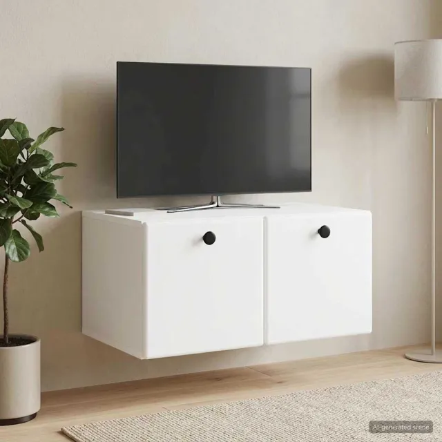 vidaXL Wandbeugel TV-kast 59,5 x 41 x 30 cm Wit Bewerkt hout