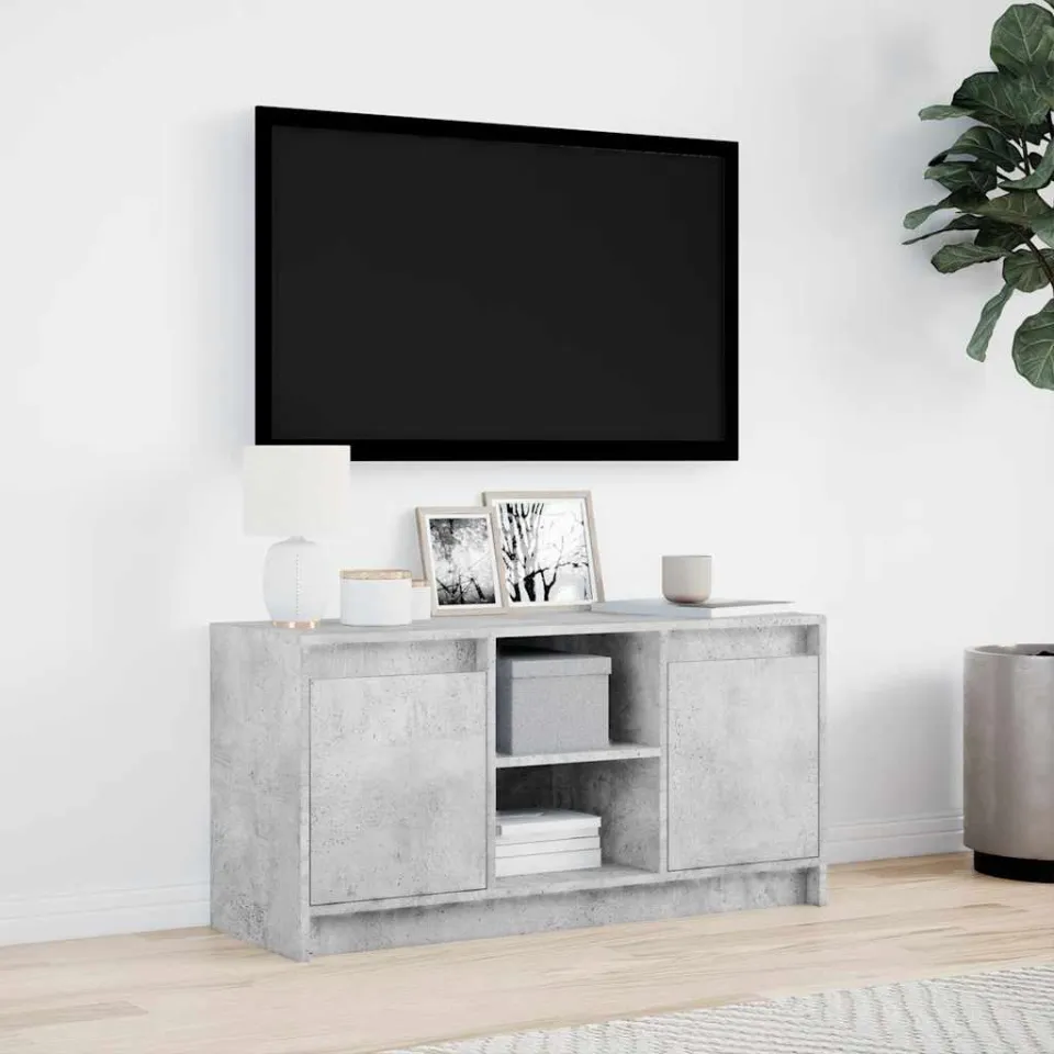 vidaXL Tv-meubel met LED 100x34x50 cm bewerkt hout betongrijs grijs, foto 3