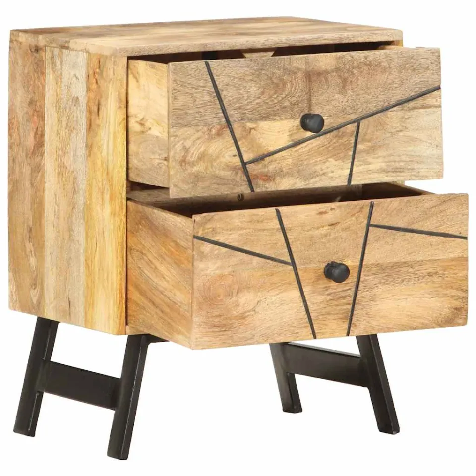 vidaXL Nachtkastje 40x30x50 cm massief mangohout bruin, foto 3