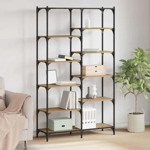 vidaXL Boekenkast 9-laags 100 x 32 x 170 cm Bewerkt hout bruin, foto 2
