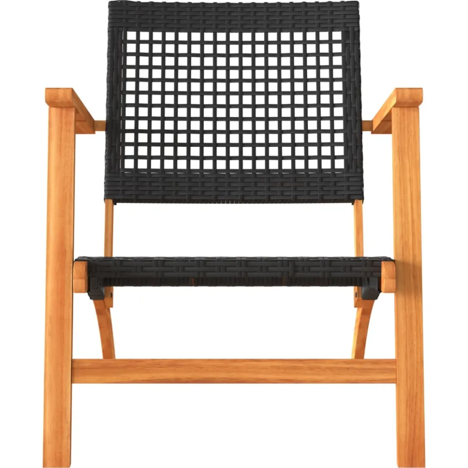 vidaXL 3-delige Bistroset poly rattan en massief acaciahout zwart, foto 4