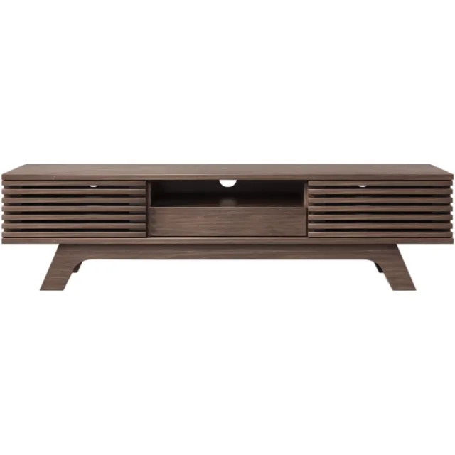 M Goods M-Goods - TV Meubel 150cm Hout - TV Kast met Lamellen Deuren - Lade en Opbergruimte - Modern Design Bruin