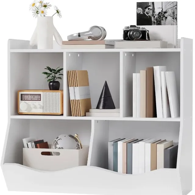 D&J Boekenkast - Kinderboekenkast - Houten boekenrek - Opberg organizer - 91.5x29x80 cm - Wit - Speelkamer - Kinderkamer