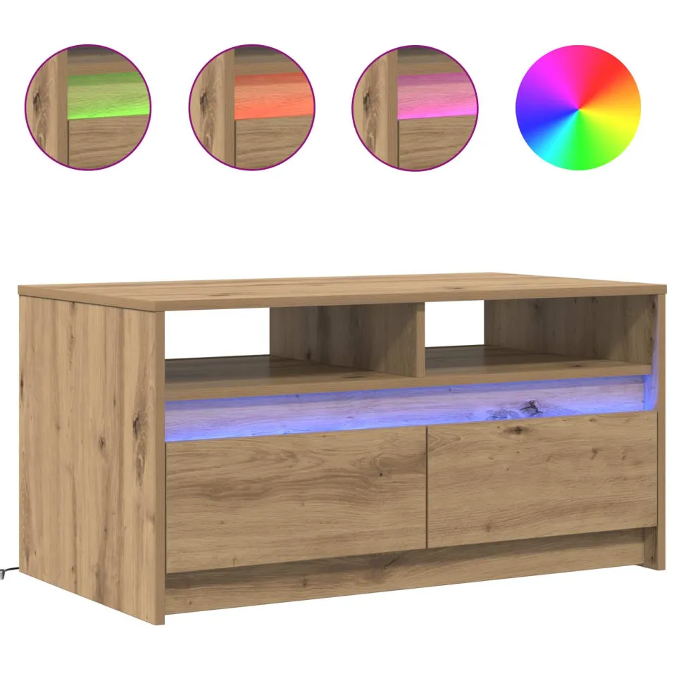 vidaXL Salontafel Ambachtelijk eiken 90 x 50 x 45 cm Bewerkt hout, foto 4